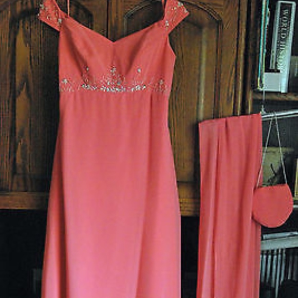 Formal Length Dress, Purse, and Scarf Dark Peach 8 - Picture 1 of 8
